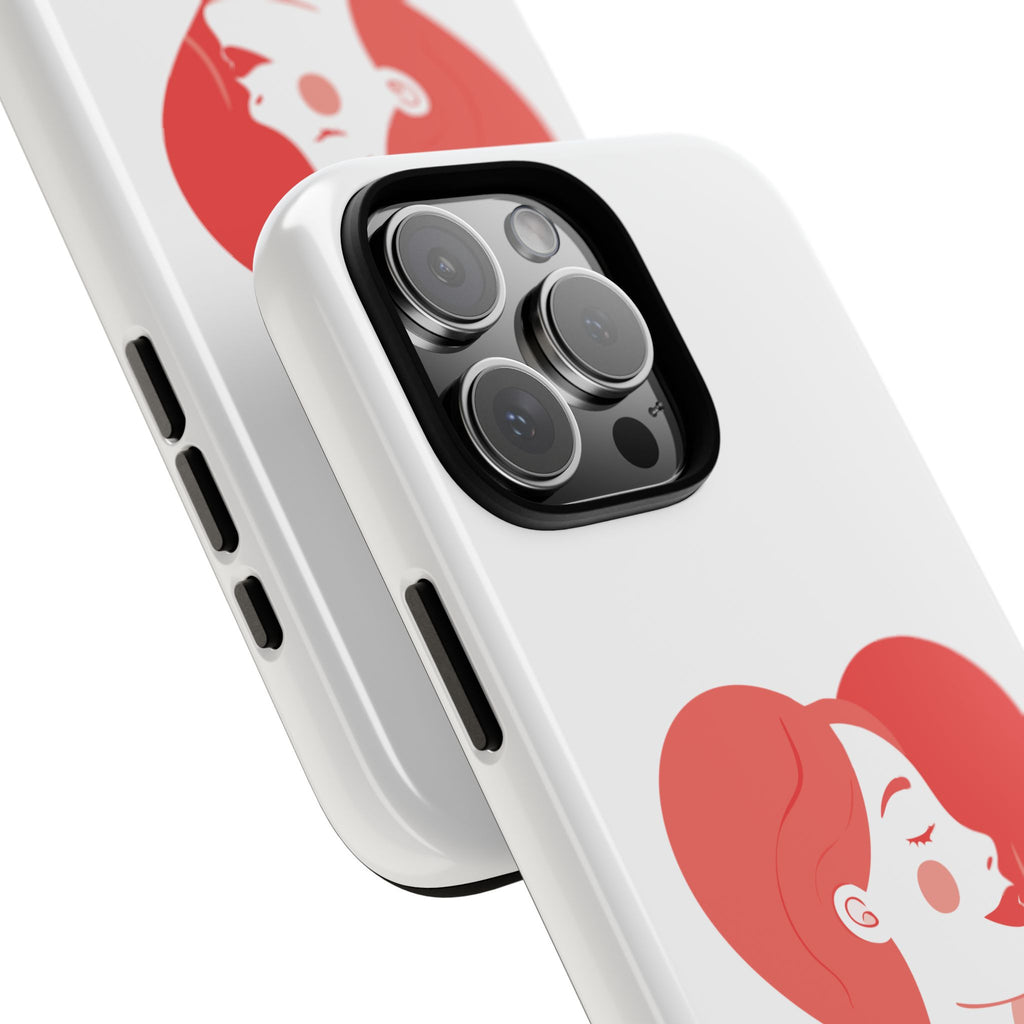 Phone Case — Minimal Heart Portrait Protective Tough Case (Pink Girly Love Design)