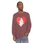 Heart Portrait Long Sleeve Tee — Romantic Red Lady Graphic