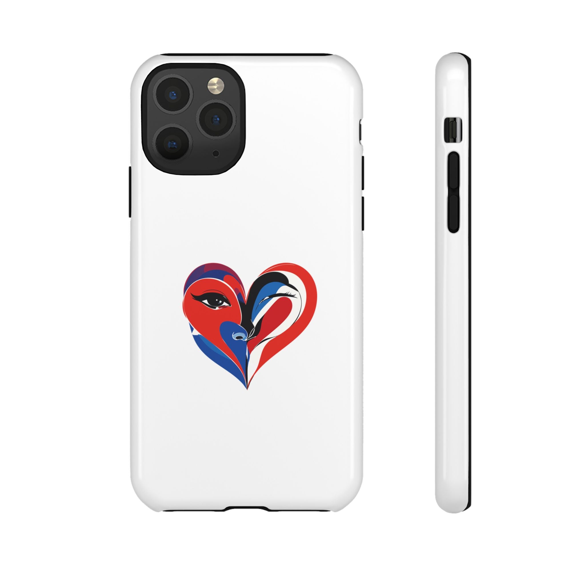 Heart Face Phone Case Red & Blue Abstract Love Design