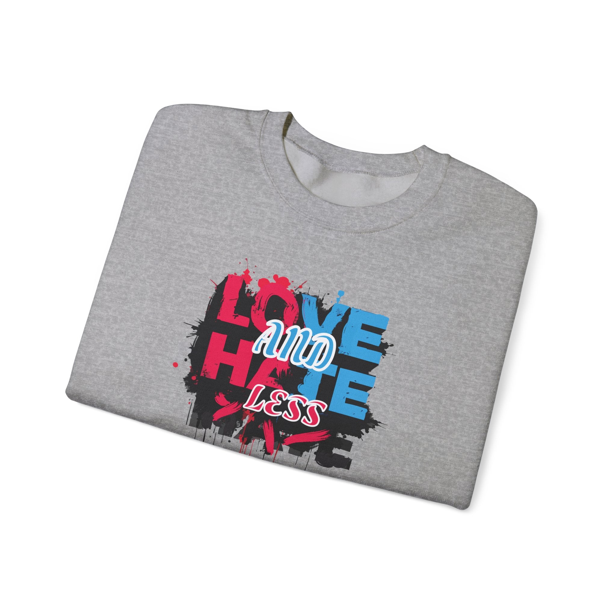 Crewneck Sweatshirt 'Love and Less Hate' Graffiti Heart Design