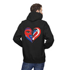 Patriotic Heart Face Hoodie Red White Blue Love Graphic