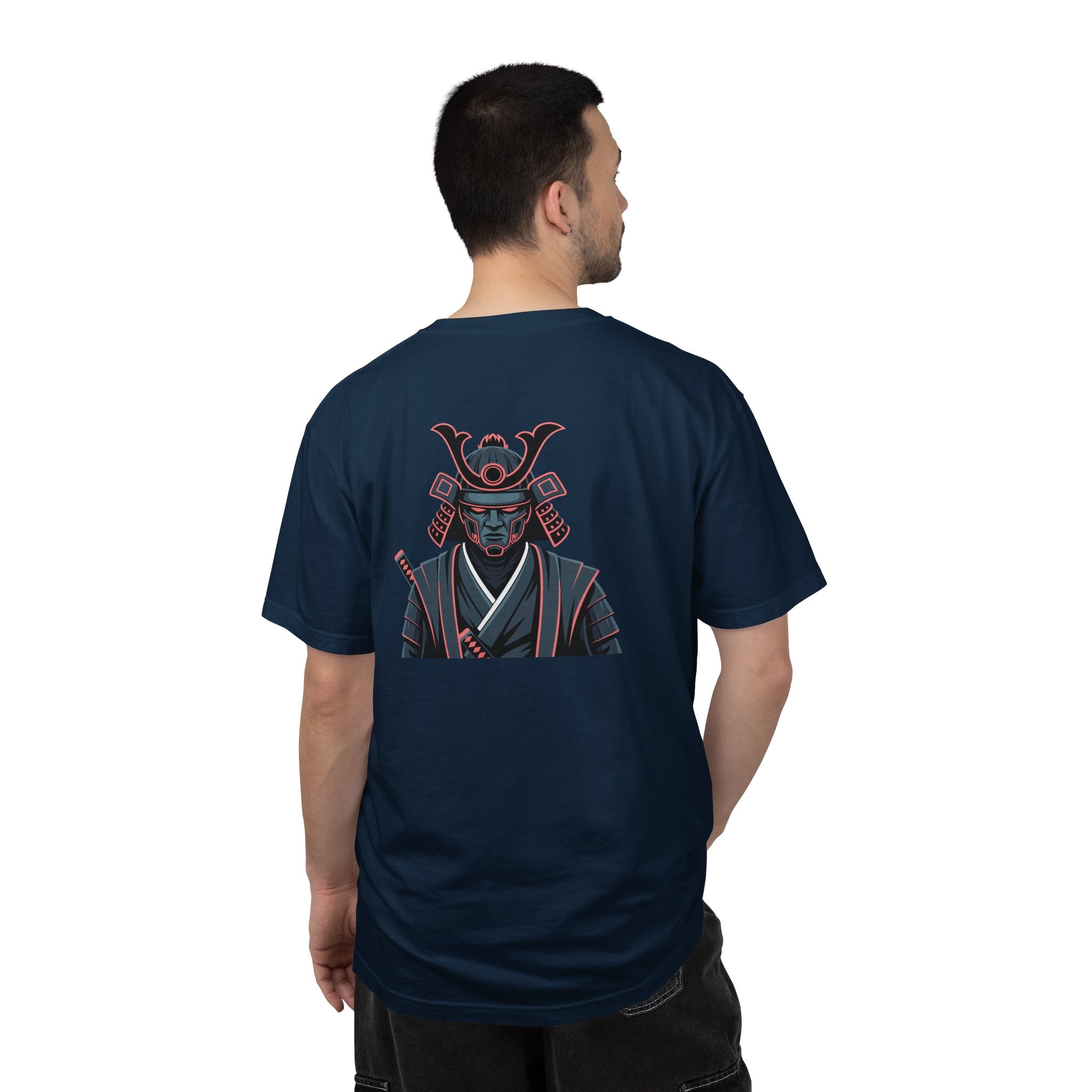 Samurai Warrior Graphic T-Shirt Retro Neon Japanese Armor Tee