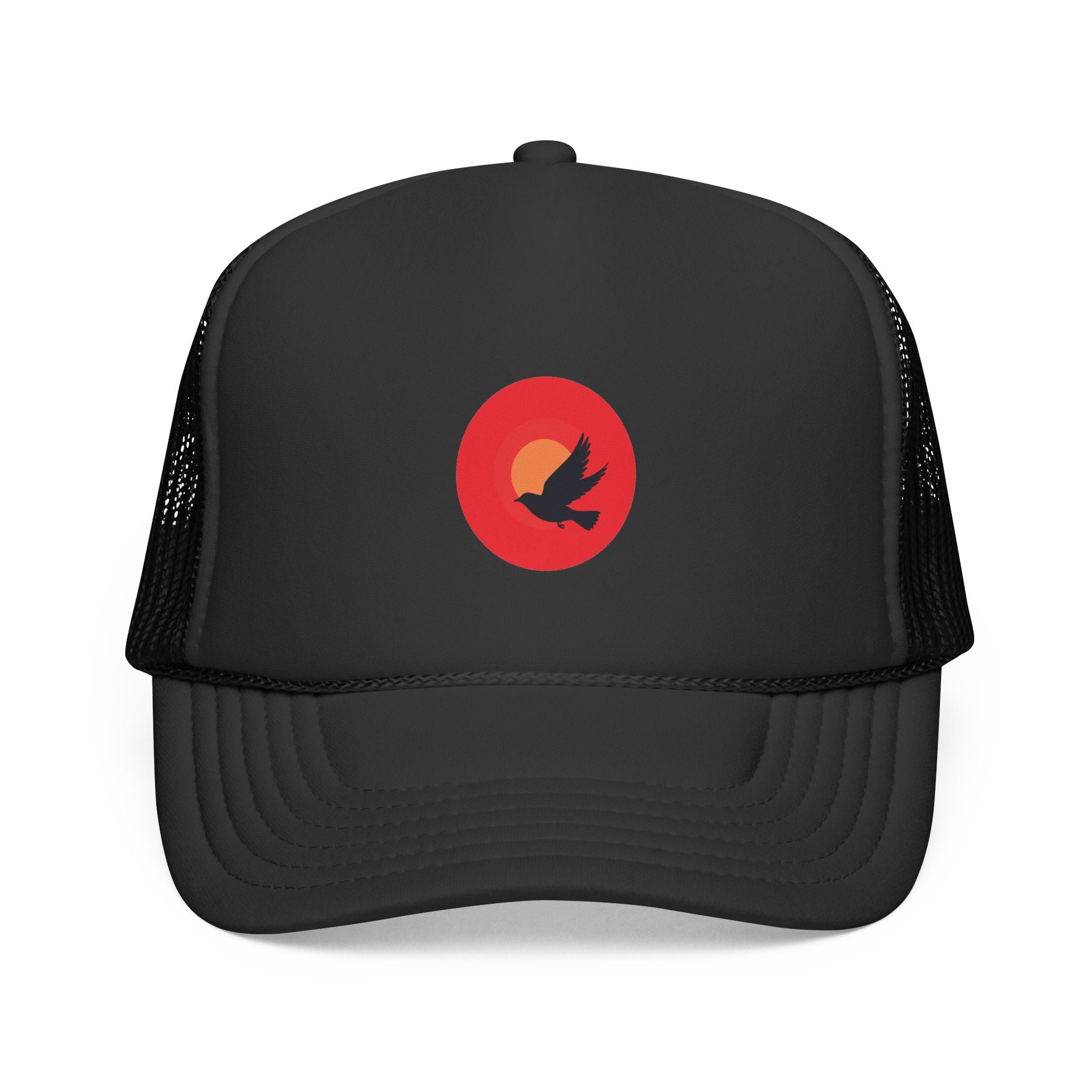 Sunset Bird Trucker Cap | Minimal Nature Logo, Mesh Back Hat