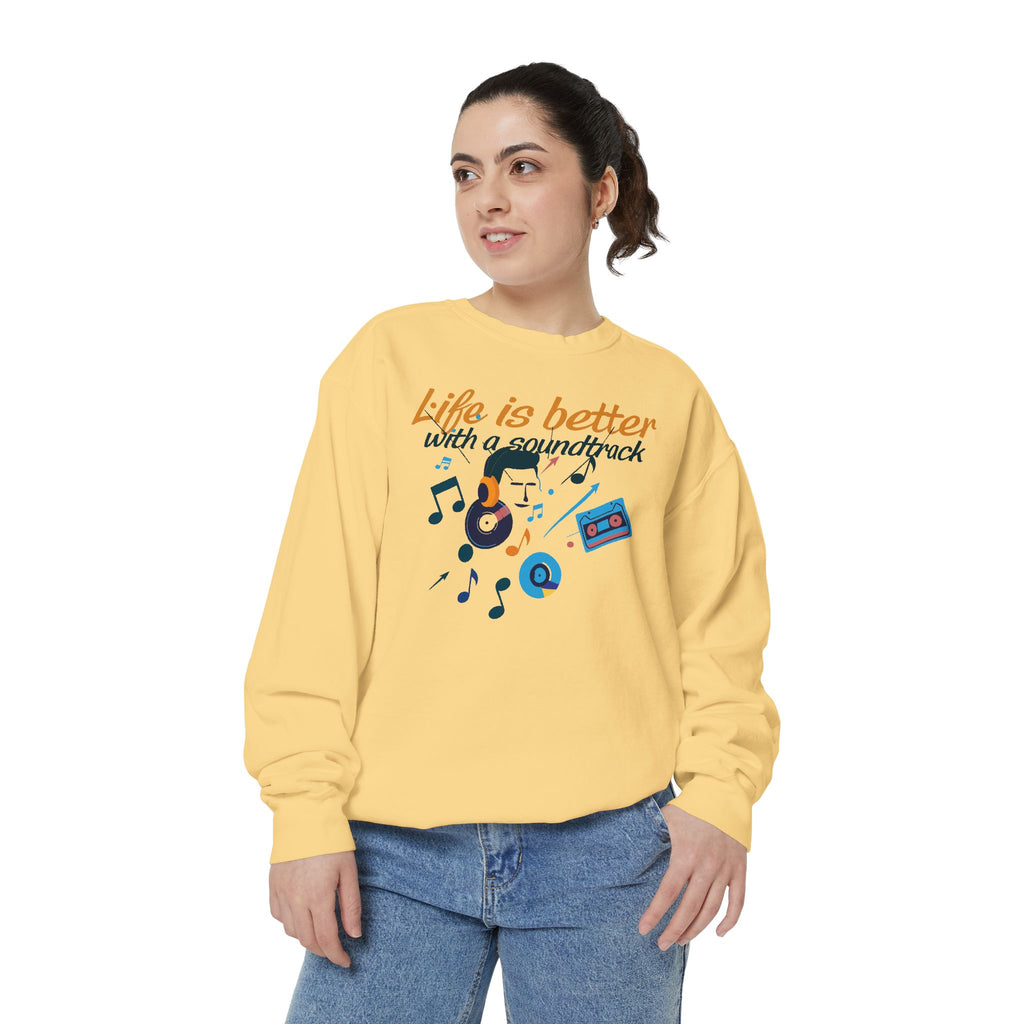 Music Lover Sweatshirt "Life Is Better With a Soundtrack" Retro Cassette Design