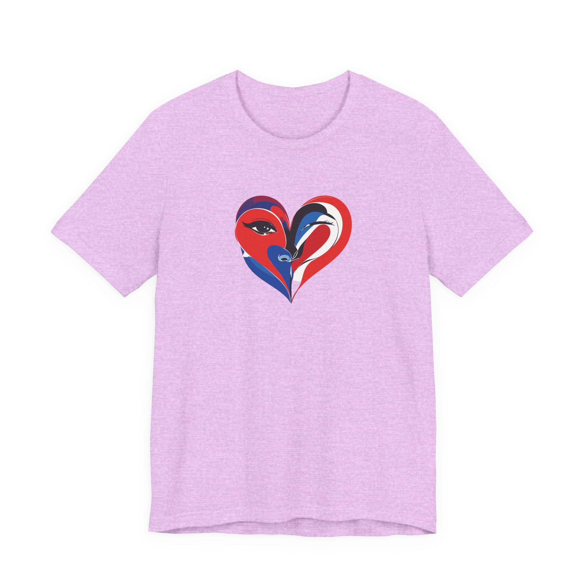 Heart Portrait Tee Romantic Face Heart Graphic T‑Shirt