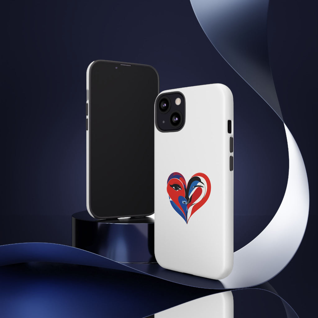 Heart Face Phone Case Red & Blue Abstract Love Design