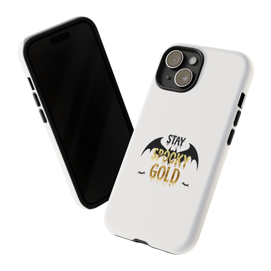 Stay Spooky Gold Phone Case Halloween Bat Design