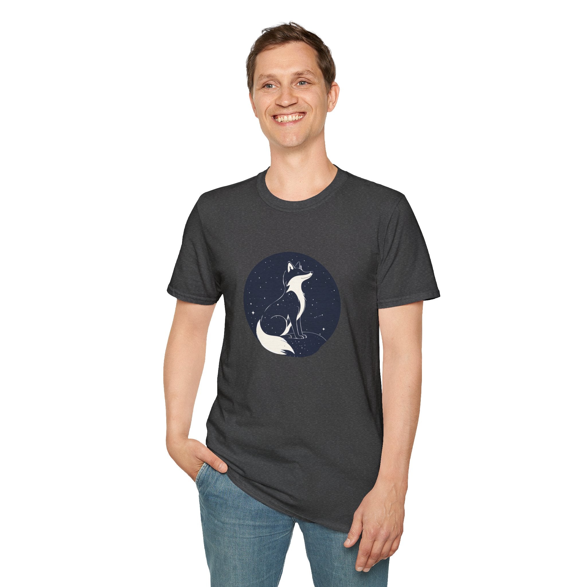 Fox Moon T‑Shirt Minimal Night Sky Fox Graphic Tee