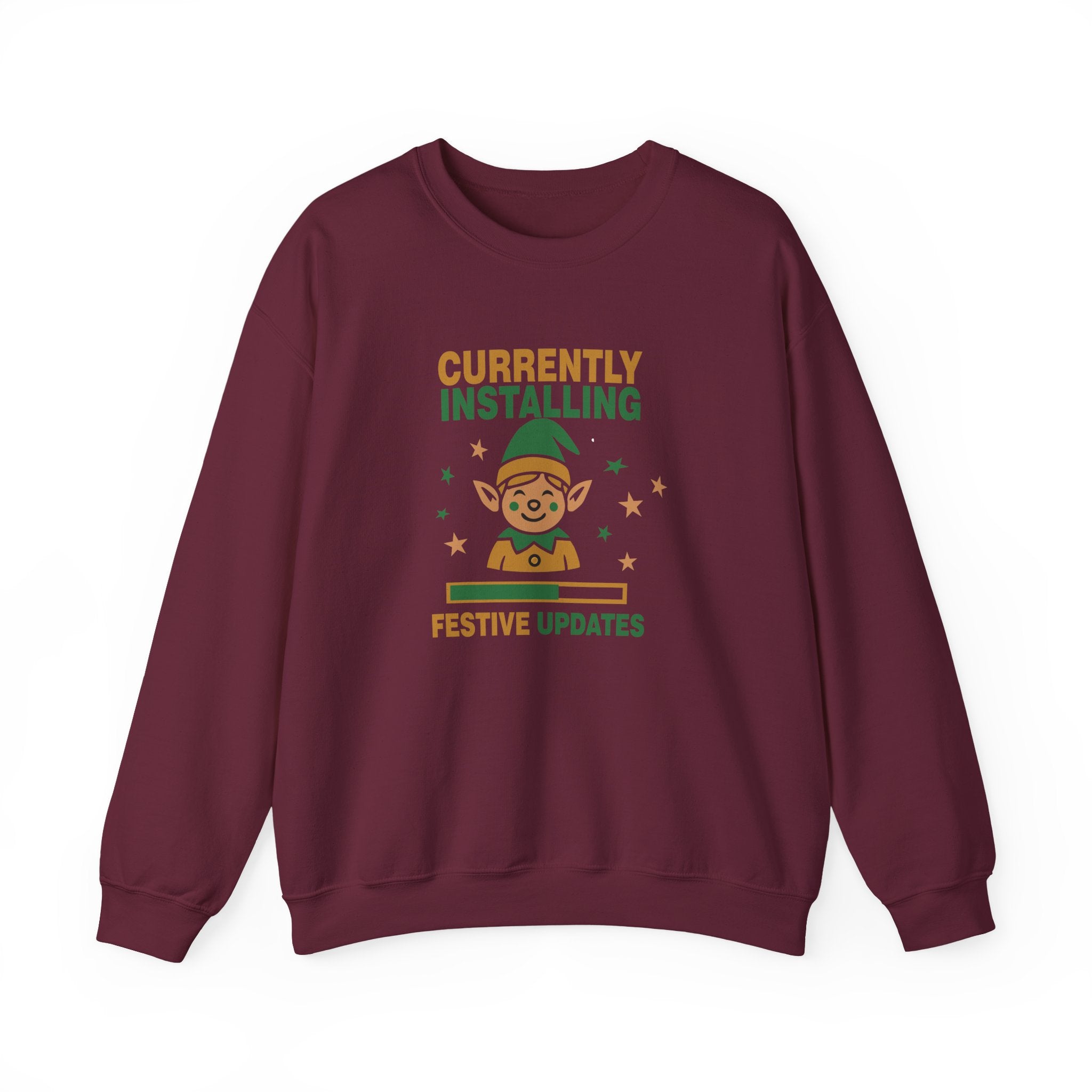 Crewneck Sweatshirt Currently Installing Festive Updates Elf Holiday Graphic