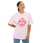 Day of Love Oversized Tee — Valentine’s Heart Graphic T‑Shirt
