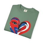 Heart Art Graphic Tee Red & Blue Woman Face Heart Design