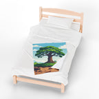 Tree of Life Velveteen Plush Blanket Cozy Illustrated Nature Throw