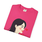 T-Shirt — Minimal Cute Girl Profile with Hearts Graphic