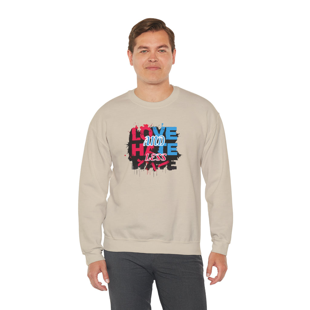 Crewneck Sweatshirt 'Love and Less Hate' Graffiti Heart Design
