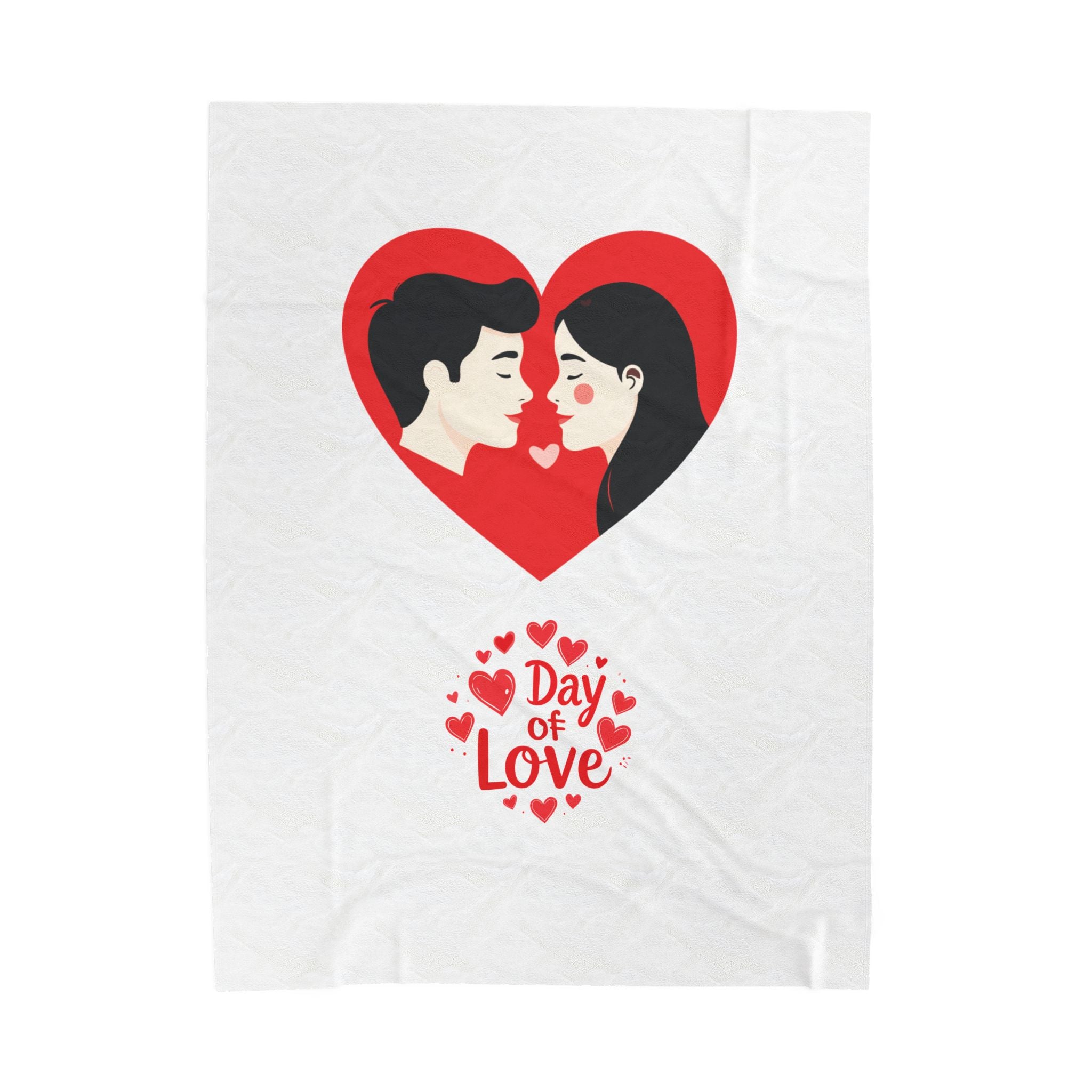 Valentine's Day Plush Blanket — 'Day of Love' Couple Heart Design