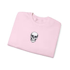 Skull Crewneck Sweatshirt Minimal Front, Large Back Graphic