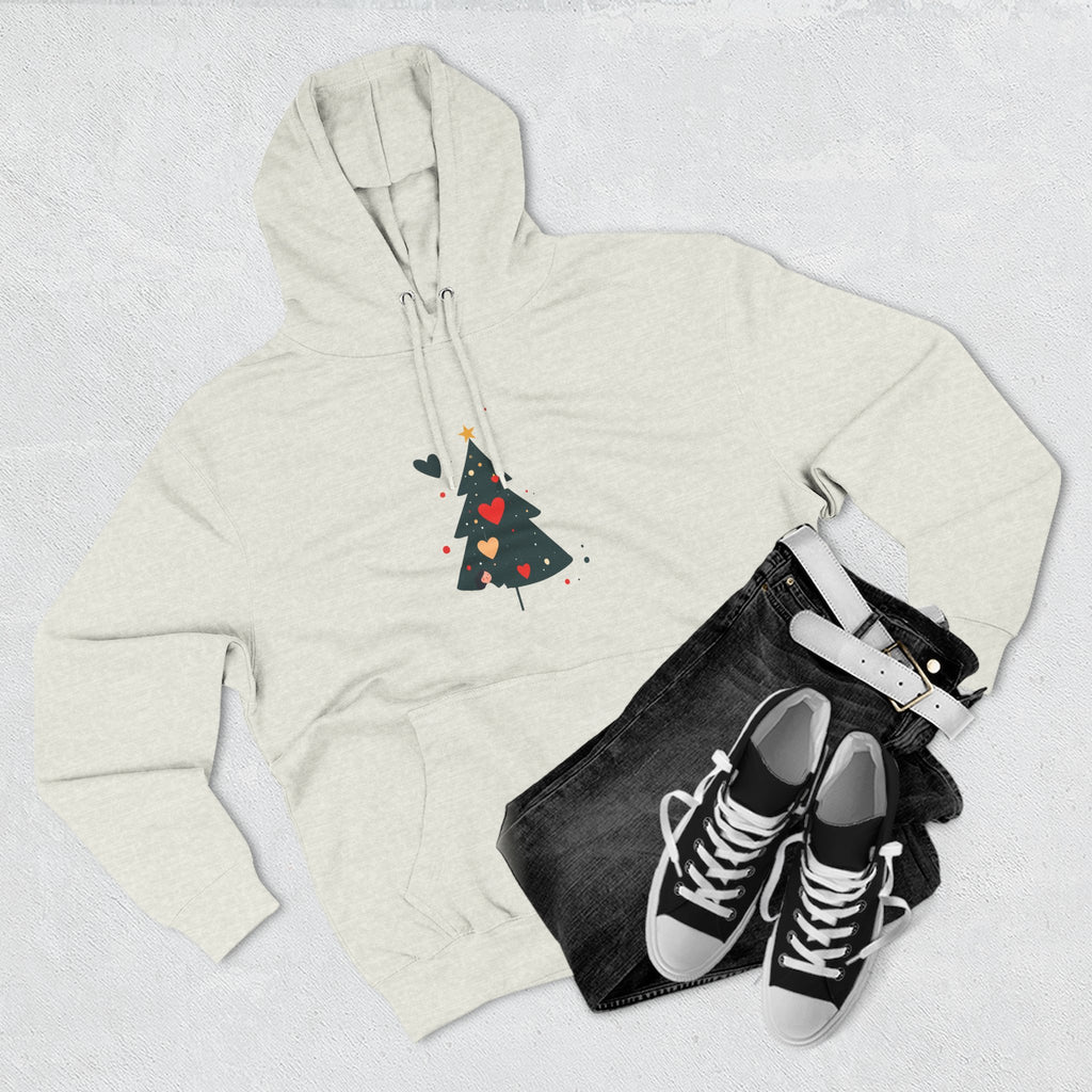 Christmas Tree Heart Hoodie – Cute Minimal Holiday Fleece Hoodie