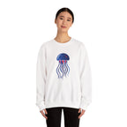 Jellyfish Graphic Crewneck Sweatshirt Cute Blue & Pink Ocean Animal Tee for Beach Lovers