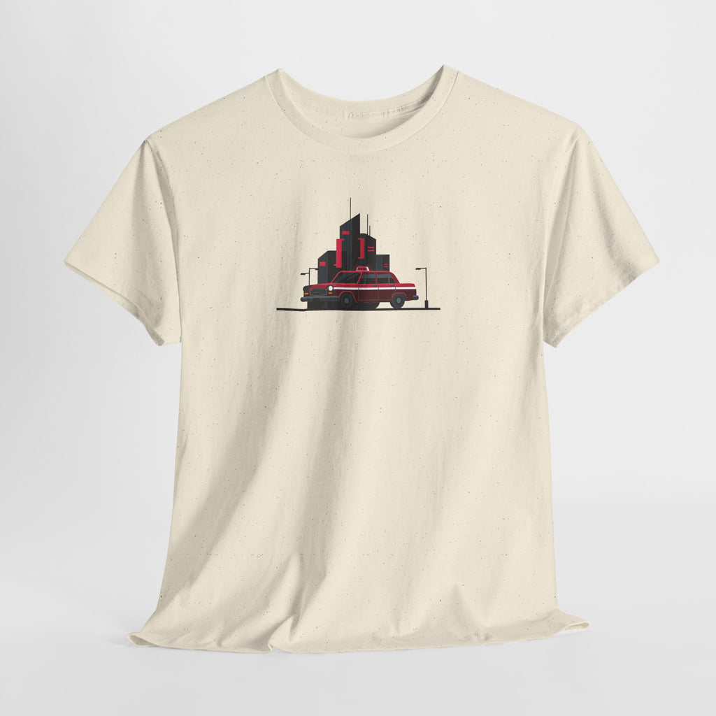 City Night Cruise Tee Retro Car & Neon Skyline Graphic Shirt