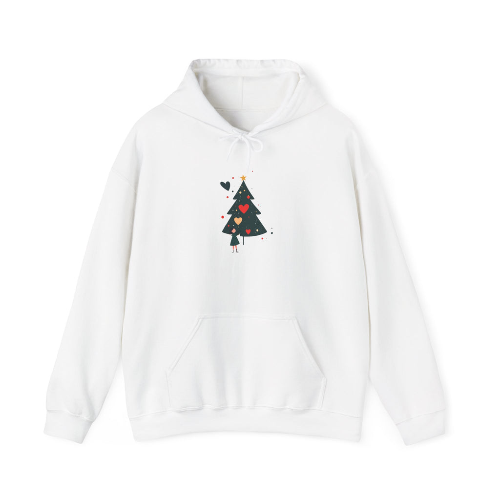 Christmas Tree Heart Hoodie — Cute Minimal Holiday Sweatshirt