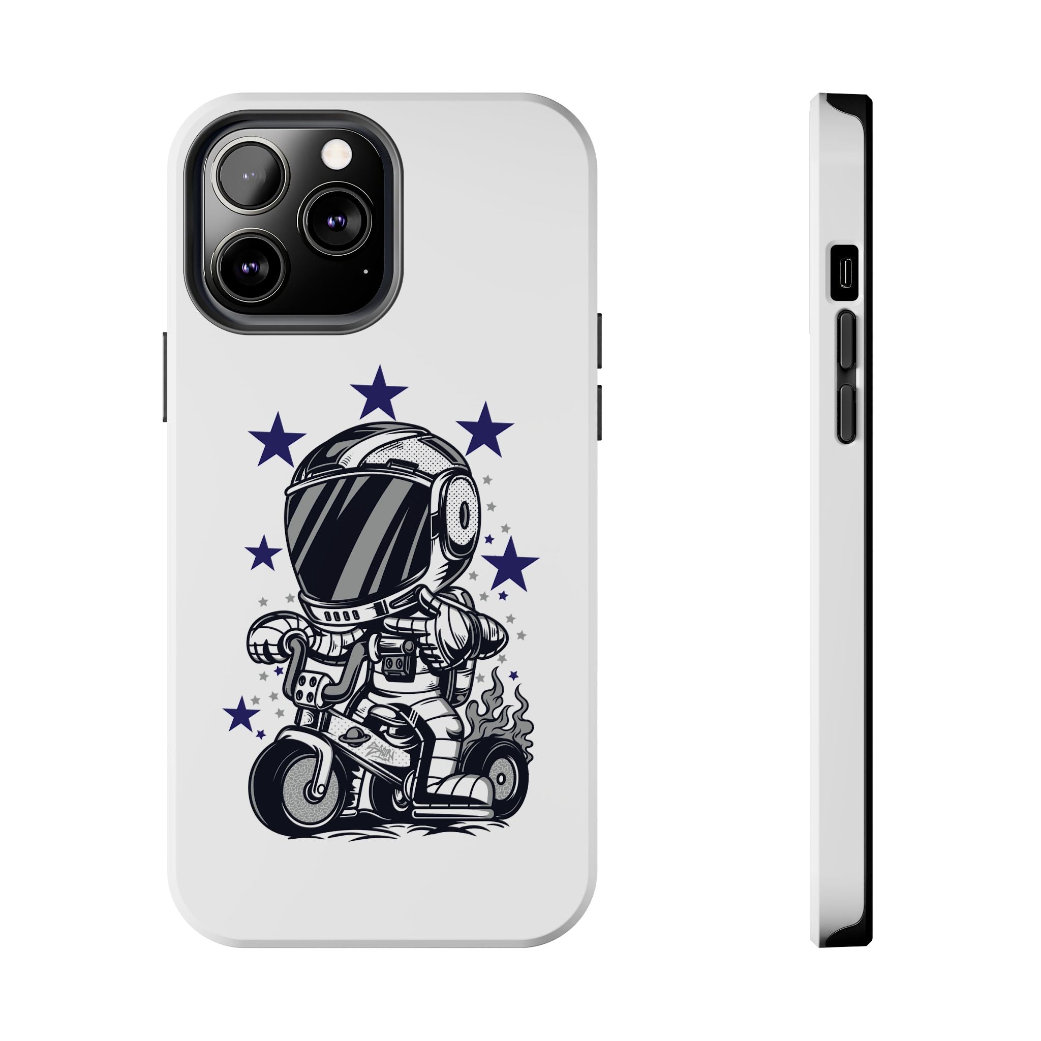 Astronaut Biker Tough Phone Case Retro Space Helmet Rider with Stars