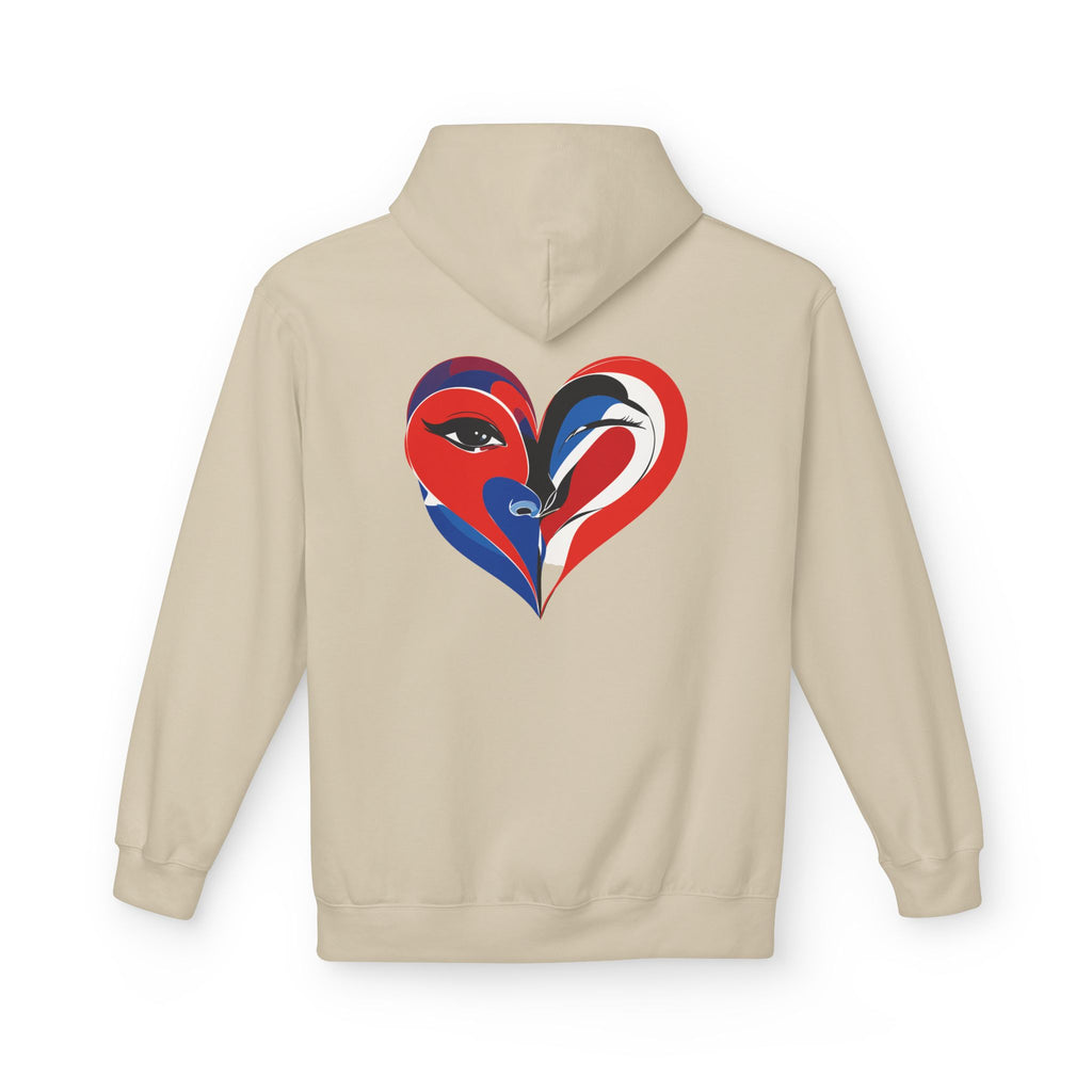 Patriotic Heart Face Hoodie Red White Blue Love Graphic