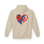Patriotic Heart Face Hoodie Red White Blue Love Graphic