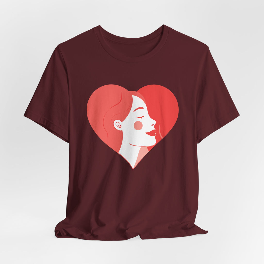 Heart Profile Tee - Minimal Romantic Woman Illustration T-Shirt