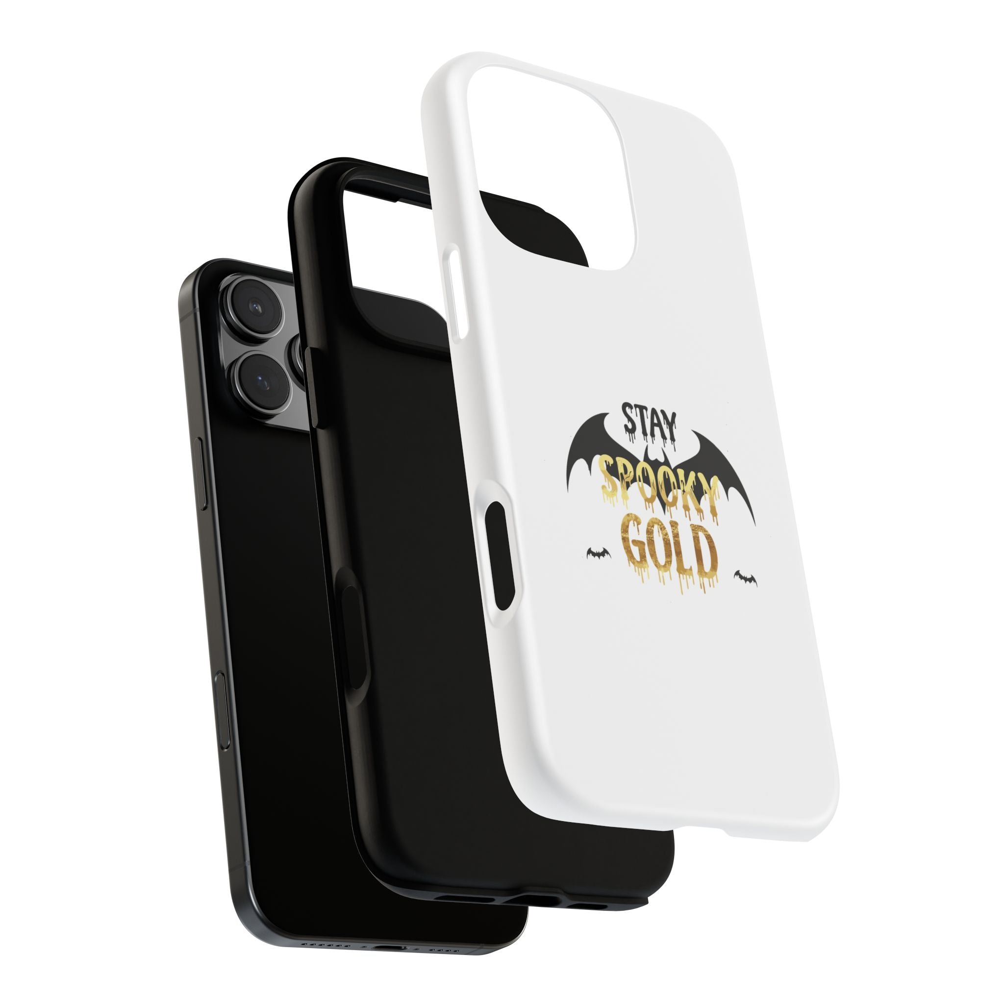Stay Spooky Gold Phone Case Halloween Bat Design