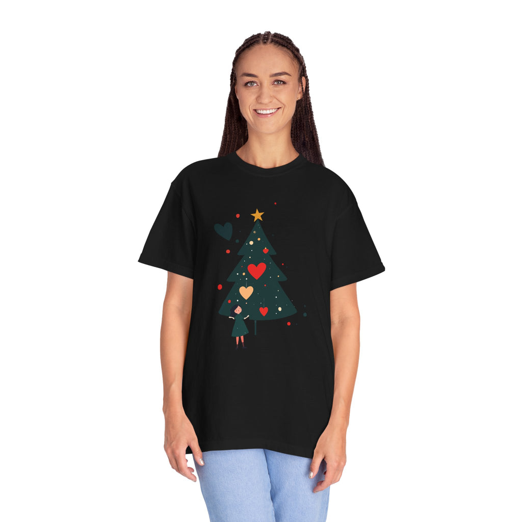 Christmas Tree Hearts T-Shirt — Cute Holiday Tree with Hearts Graphic