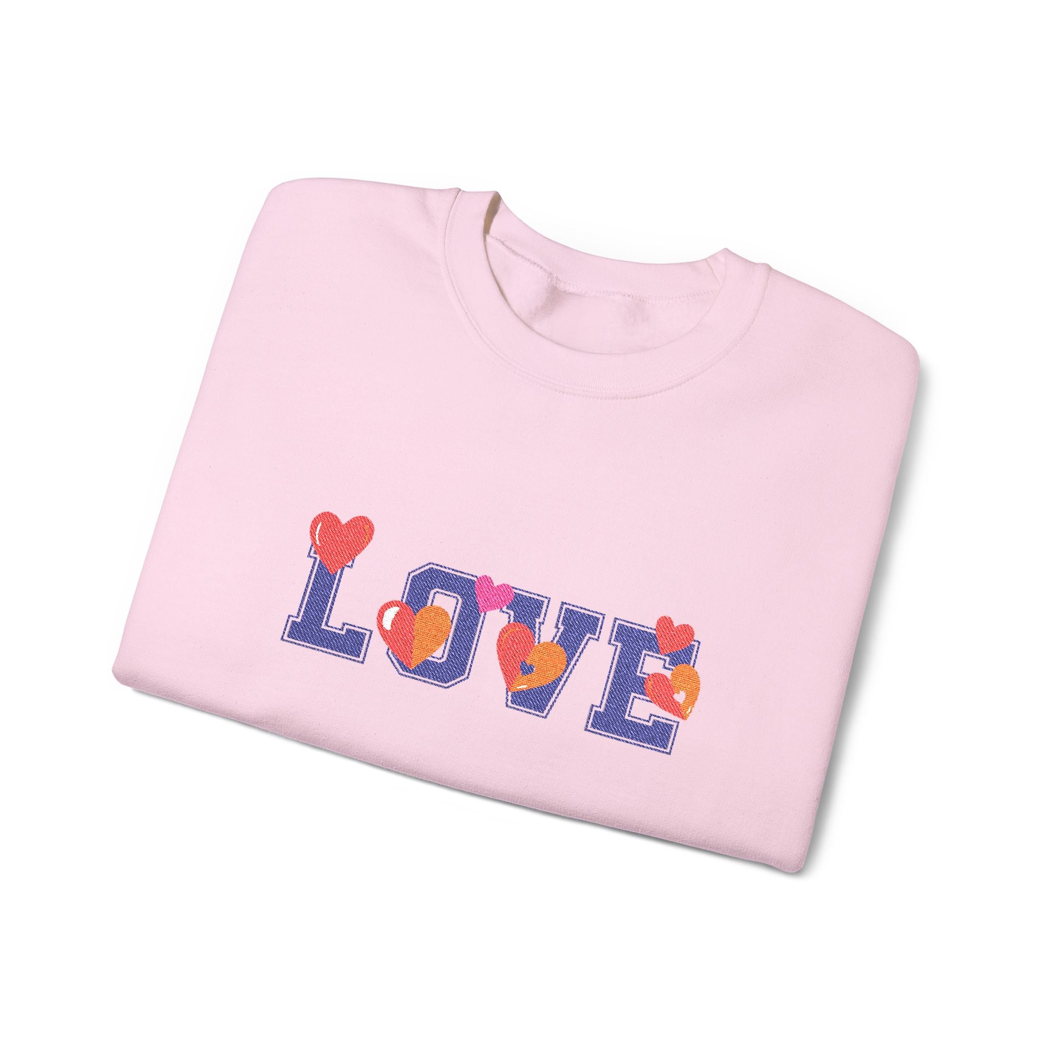 LOVE Floral Crewneck Sweatshirt Heart Pattern Cozy Pullover