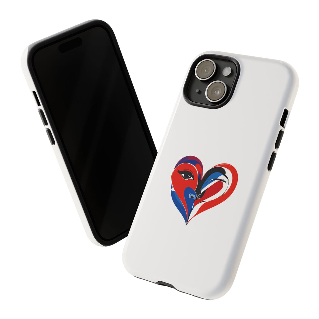 Heart Face Phone Case Red & Blue Abstract Love Design