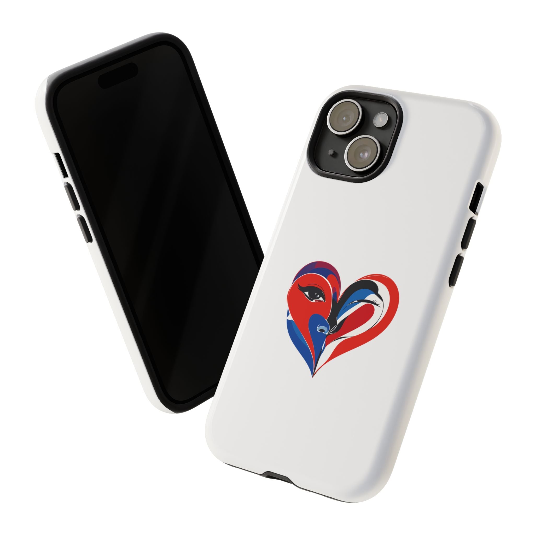 Heart Face Phone Case Red & Blue Abstract Love Design