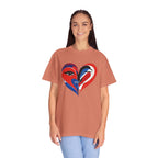 Heart Art Graphic Tee Red & Blue Woman Face Heart Design
