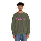 LOVE Floral Crewneck Sweatshirt Heart Pattern Cozy Pullover