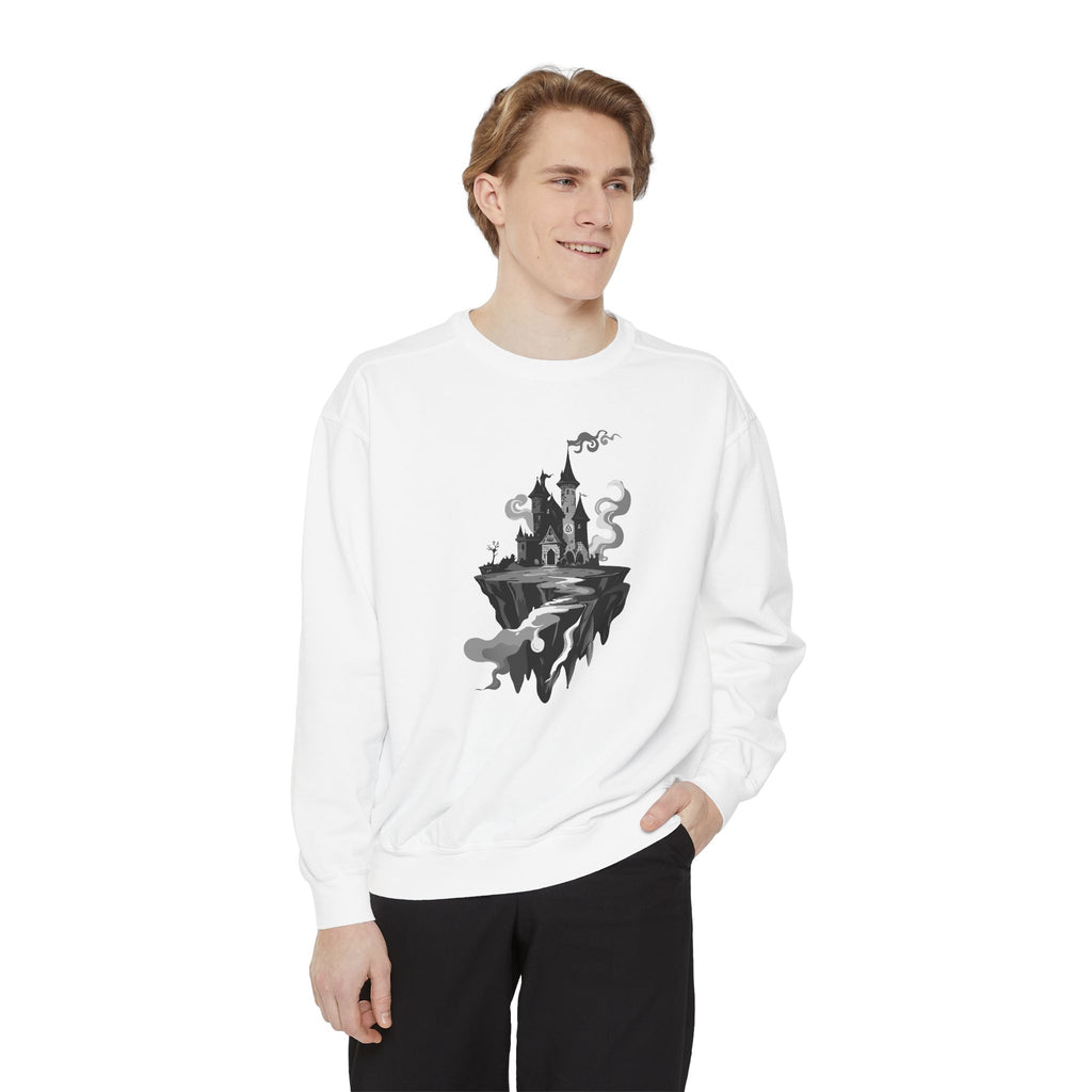Floating Haunted Castle Sweatshirt Gothic Floating Island Crewneck