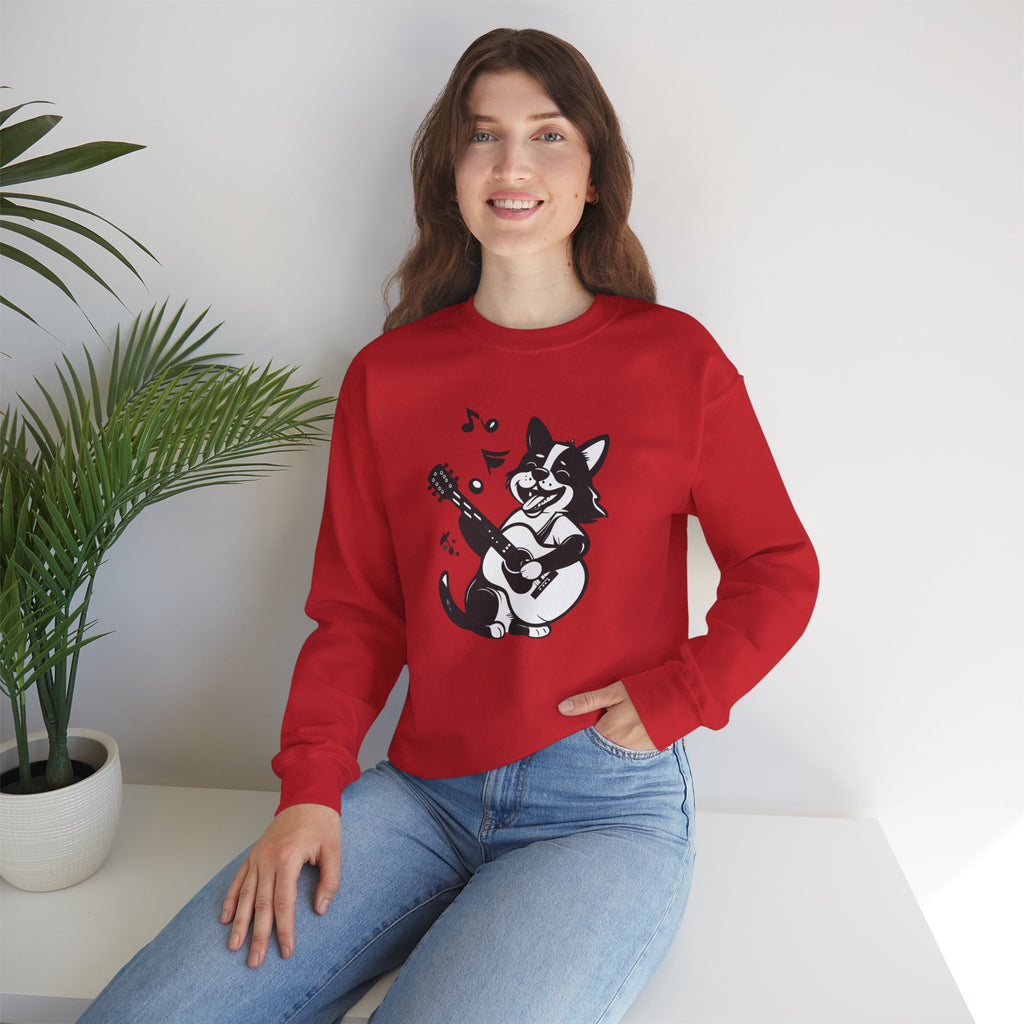 Corgi Playing Guitar Sweatshirt Cute Musical Dog Crewneck