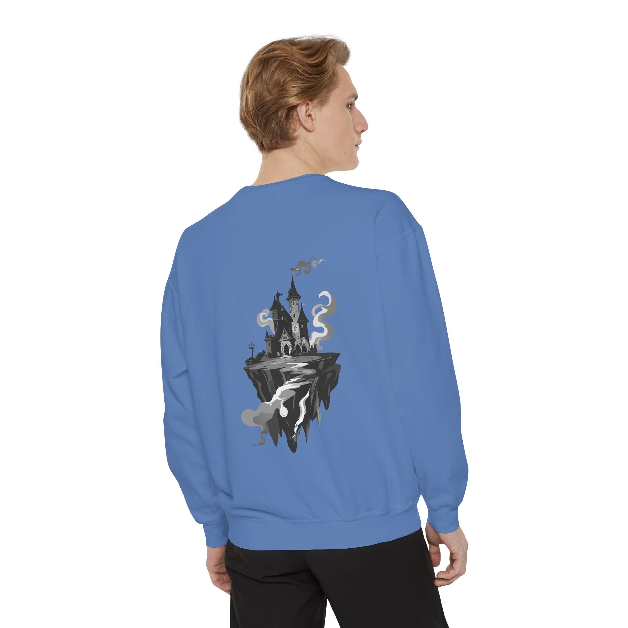 Floating Haunted Castle Sweatshirt Gothic Floating Island Crewneck