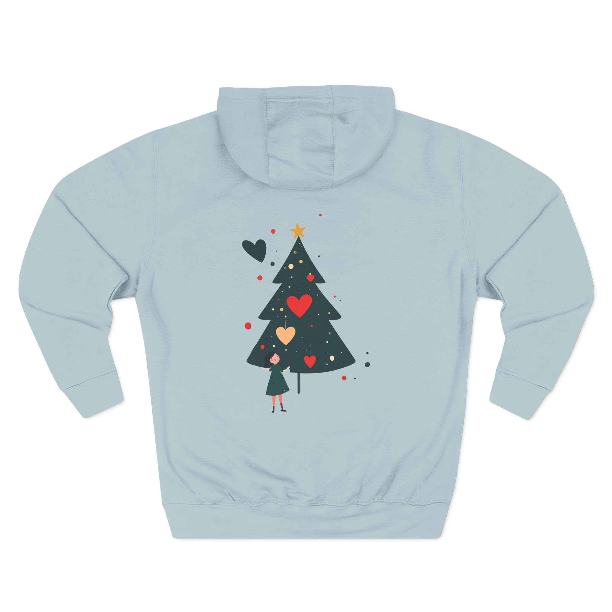 Christmas Tree Heart Hoodie – Cute Minimal Holiday Fleece Hoodie