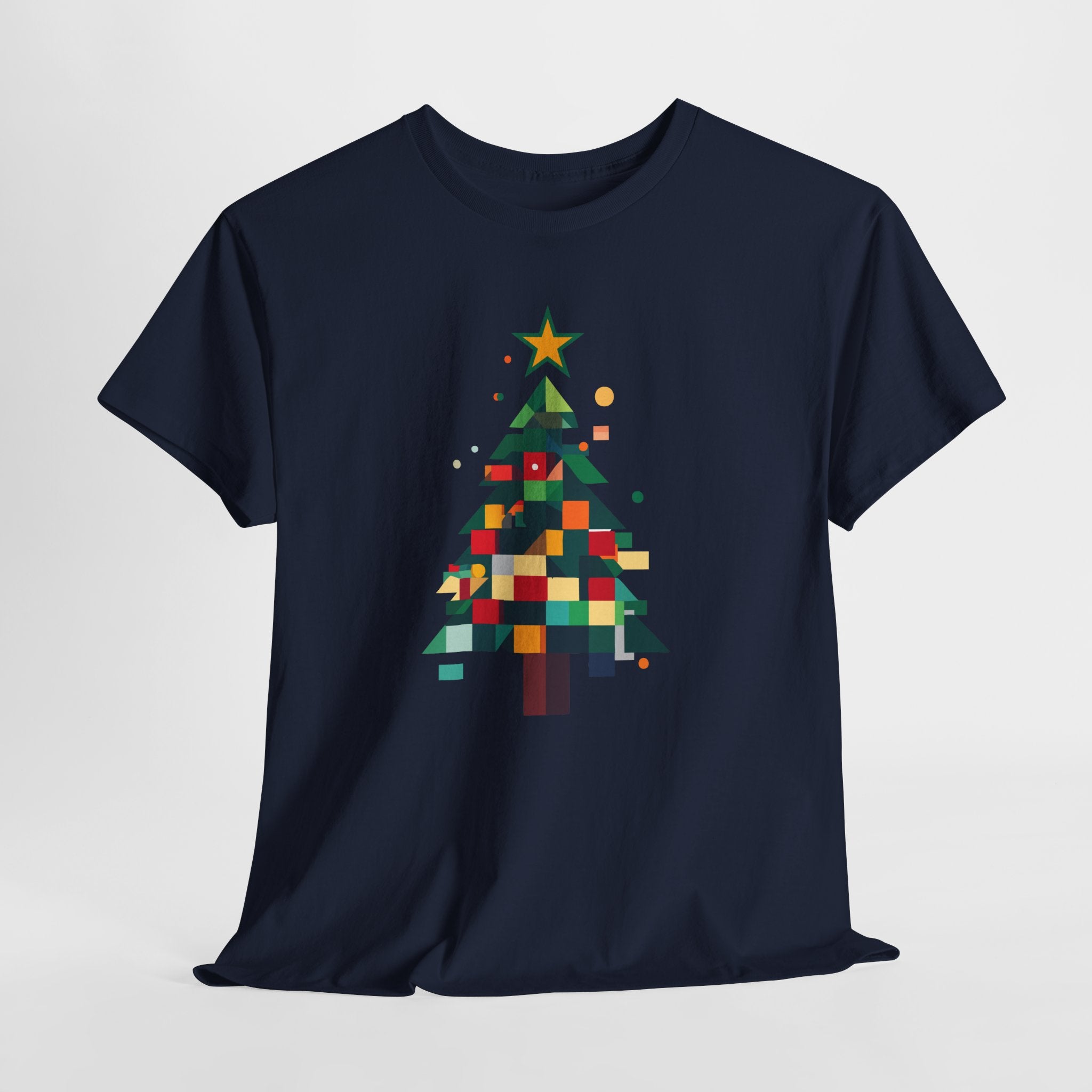 Christmas Tree Graphic Tee Modern Pixelated Holiday T-Shirt
