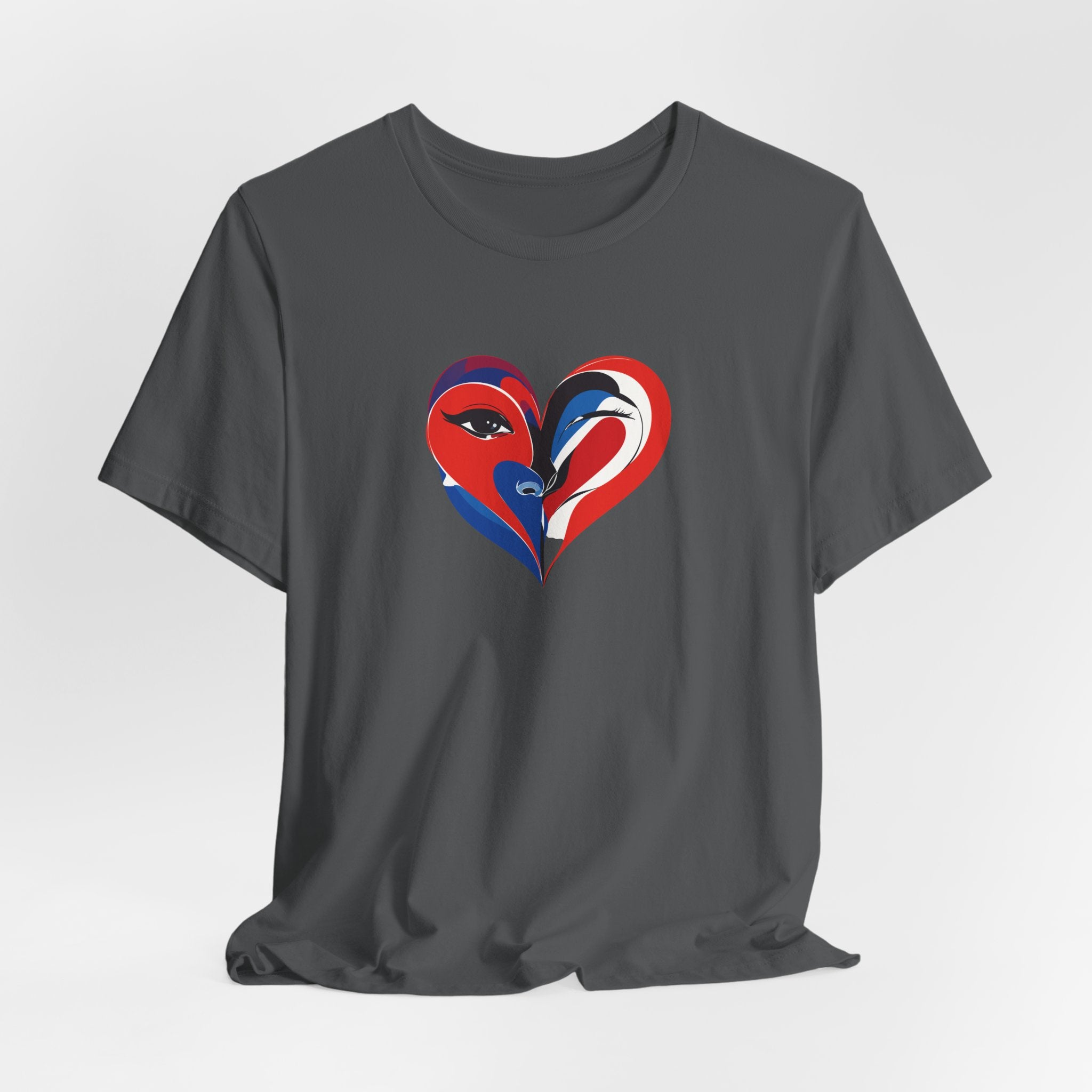 Heart Portrait Tee Romantic Face Heart Graphic T‑Shirt