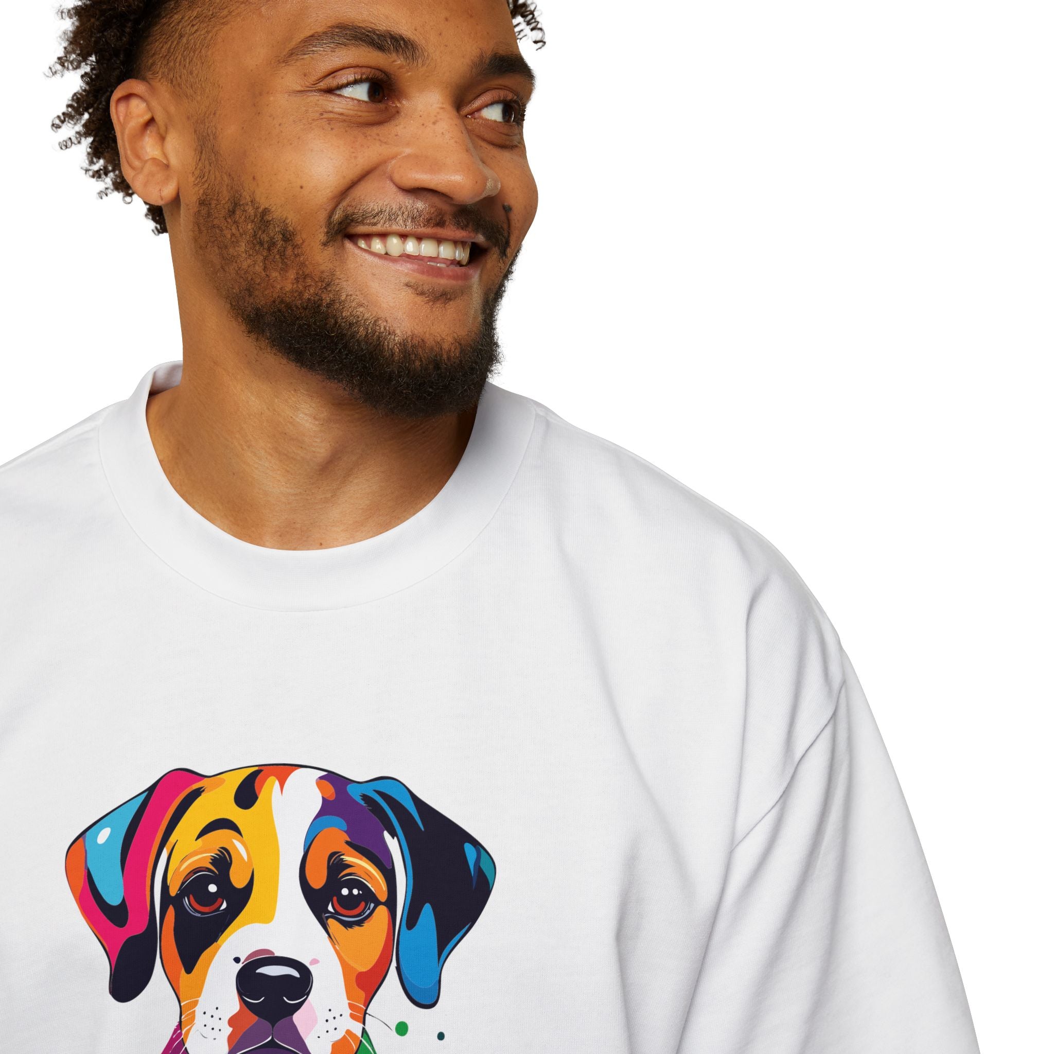 Colorful Drip Dog Tee Men’s Oversized Graphic T-Shirt