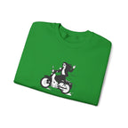 Embroidered Girl Motorcycle Rider Graphic Crewneck Sweatshirt