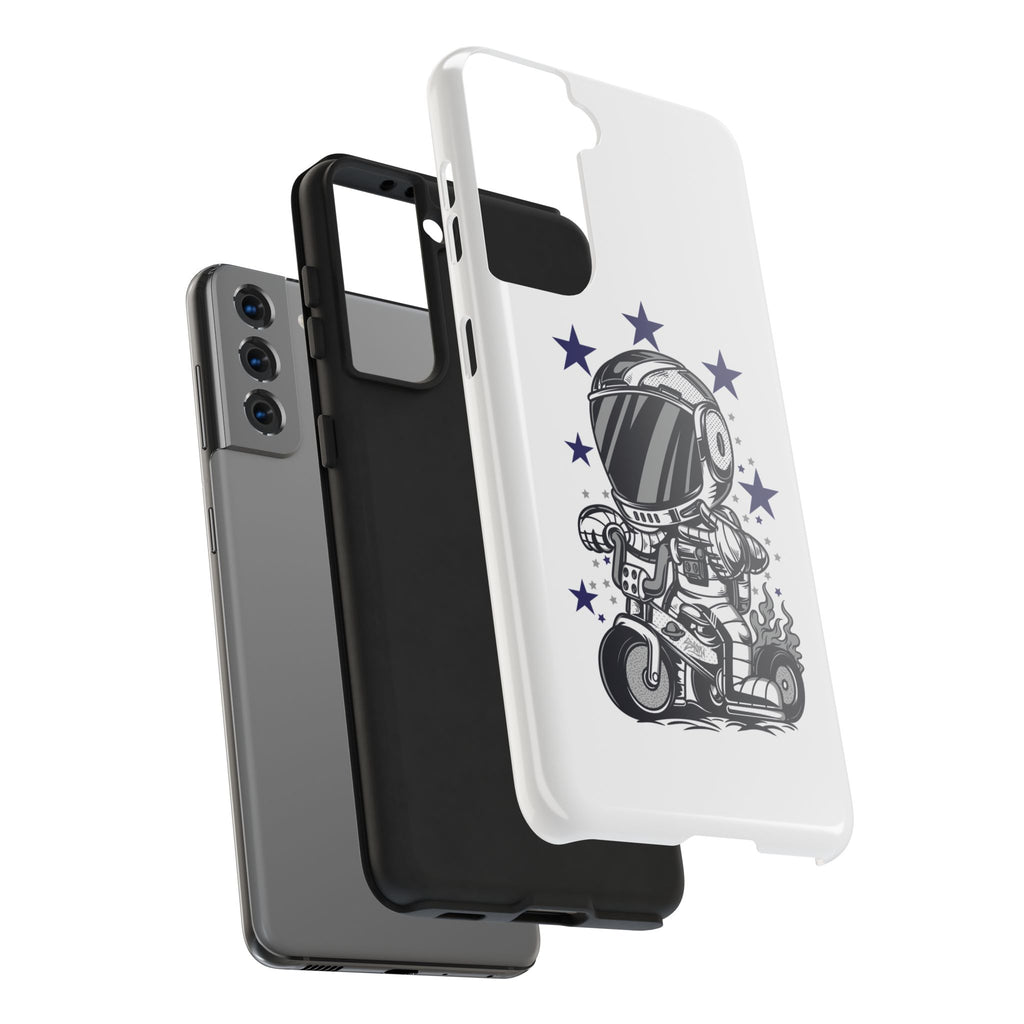 Astronaut Biker Tough Phone Case Retro Space Helmet Rider with Stars
