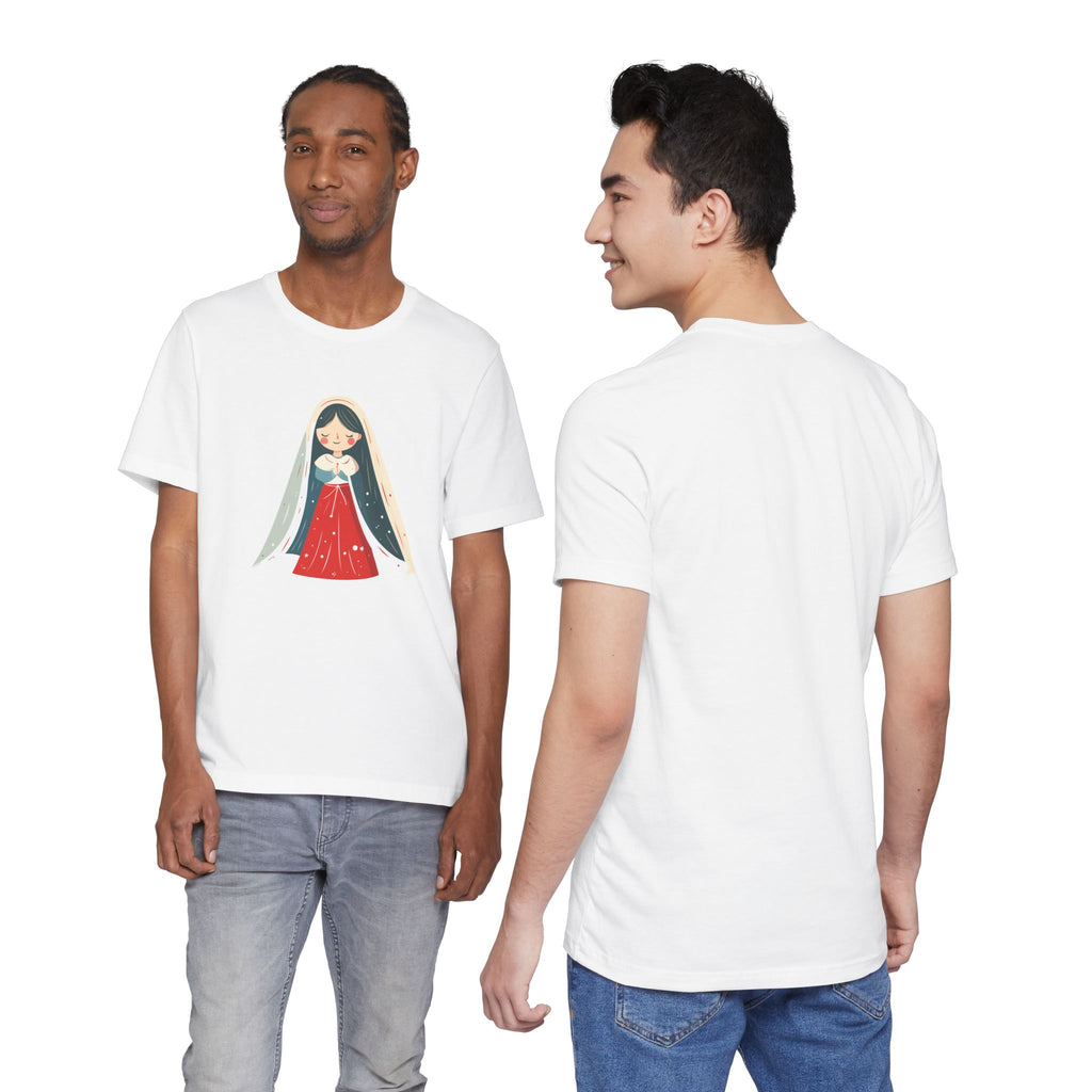 Virgin Mary Illustration Tee — Cute Nativity T-Shirt
