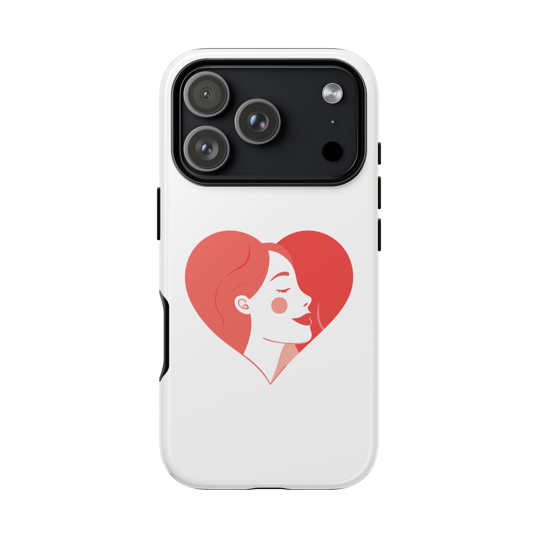 Phone Case — Minimal Heart Portrait Protective Tough Case (Pink Girly Love Design)