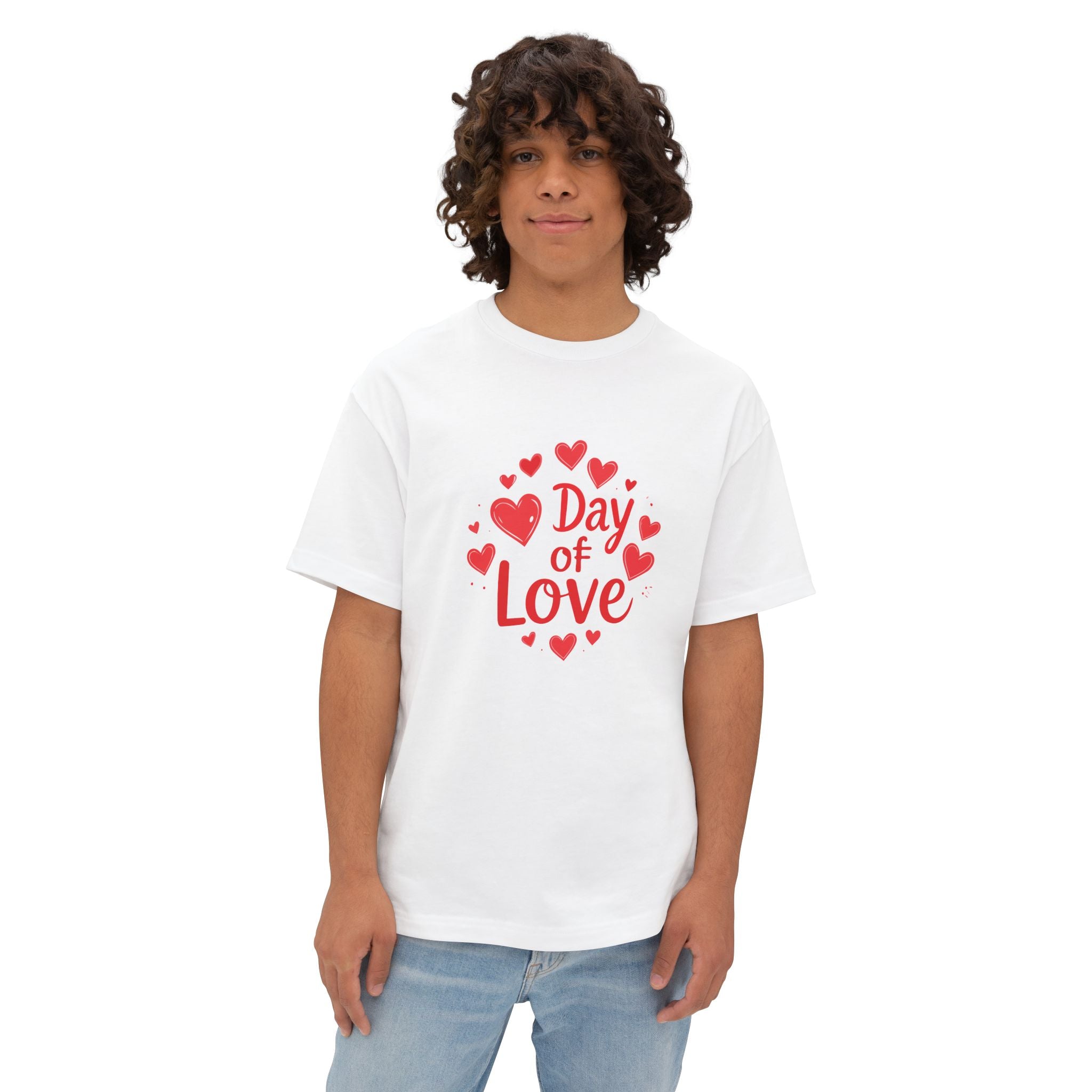 Day of Love Oversized Tee — Valentine’s Heart Graphic T‑Shirt