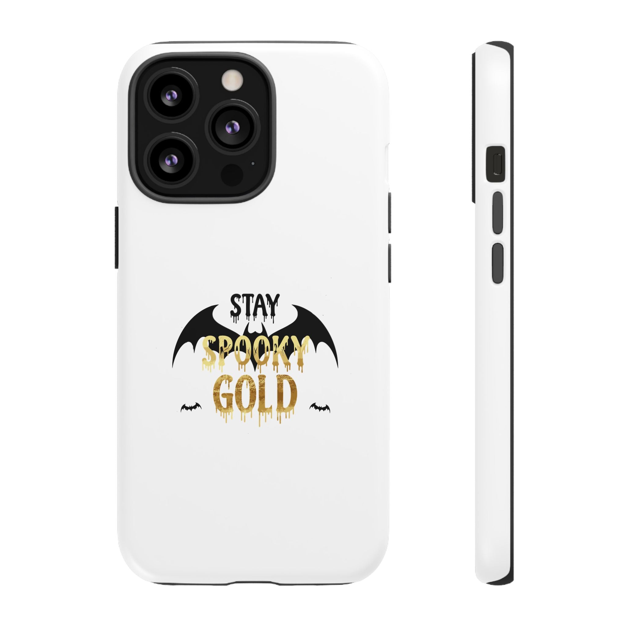 Stay Spooky Gold Phone Case Halloween Bat Design