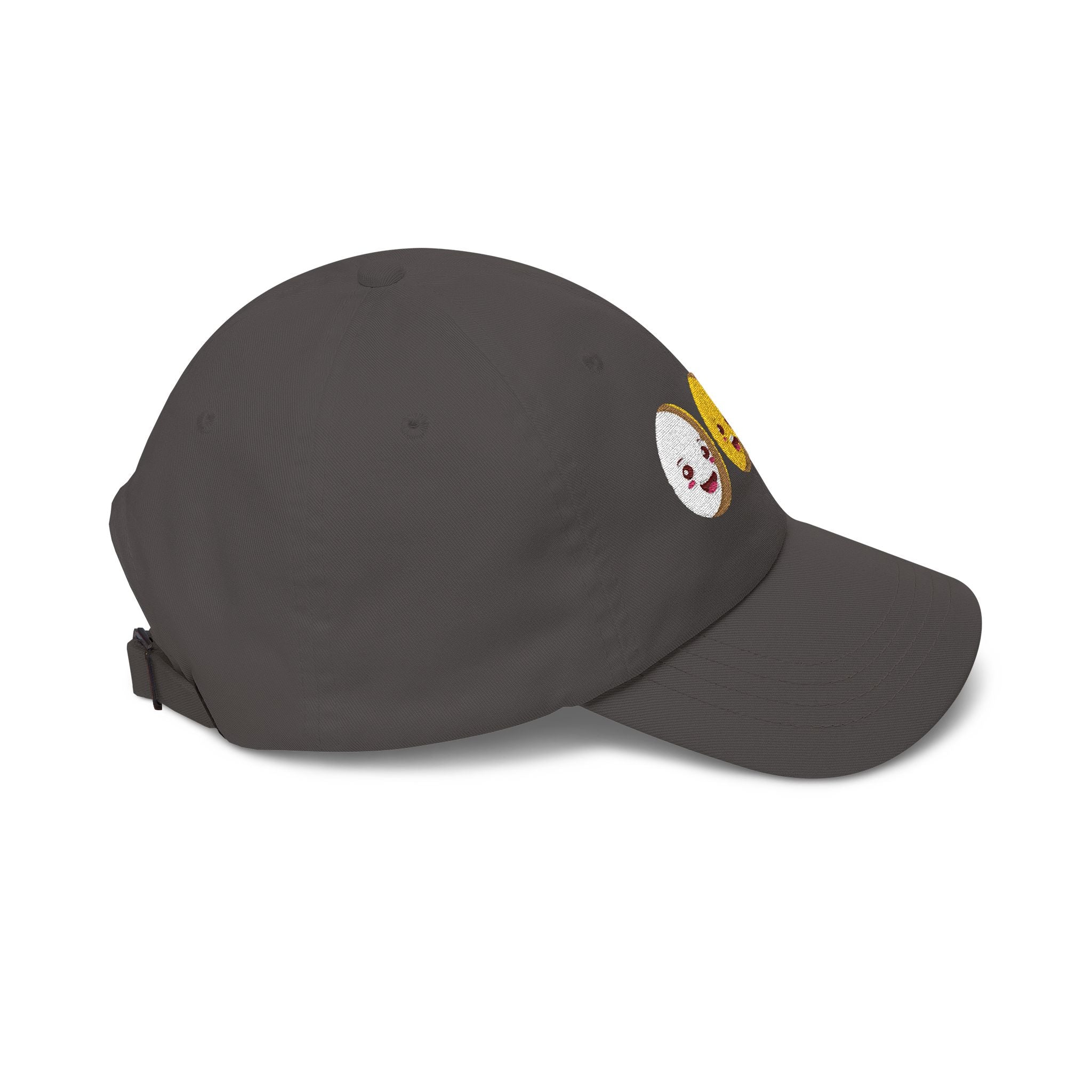 Dad Cap Sequin Egg Trio Embroidered Hat (Cute Breakfast Emoji)