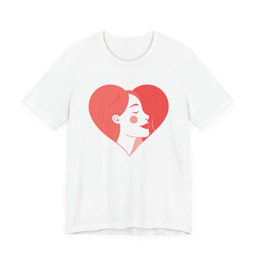Heart Profile Tee - Minimal Romantic Woman Illustration T-Shirt